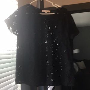 Black Lace Flower Patterned Shirt